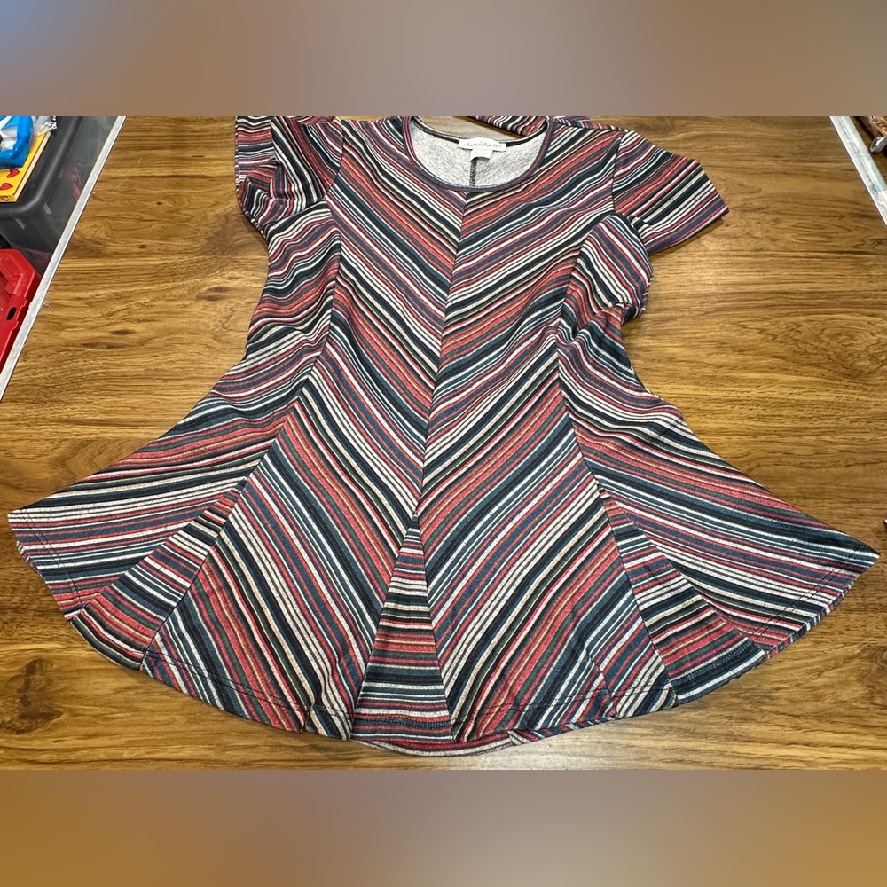 Keren Hart Sweater Multi Color Striped Chevron Pattern 3/4 Sleeves Women’s Sz M - Picture 8 of 9